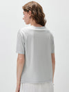 Women's Crew Neck Tonal Jacquard Short Sleeve T-Shirt