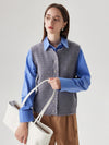 COMOBOCA 100% Wool Women's Button Down Frayed Hem Knit Vest