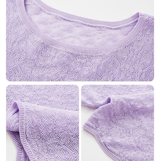 COMOBOCA Women's Sheer Floral Lace Knit T-Shirt