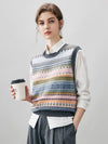 COMOBOCA 100% Cashmere Women's Striped Knit Vest