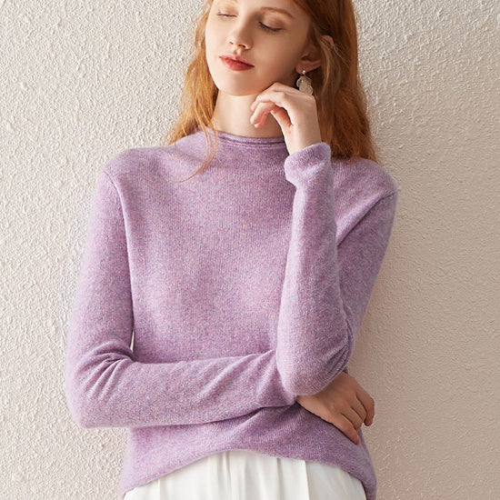 COMOBOCA PURPLE 100% Cashmere Women's Round Neck Knit sweater