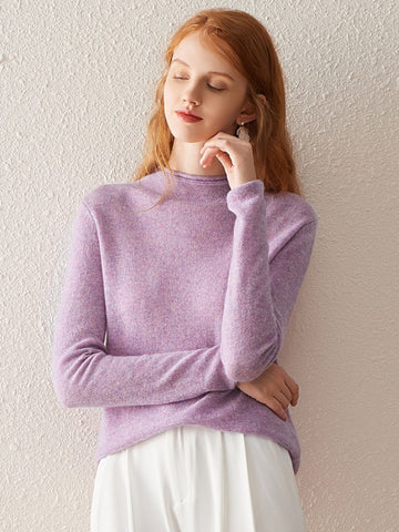 COMOBOCA PURPLE 100% Cashmere Women's Round Neck Knit sweater
