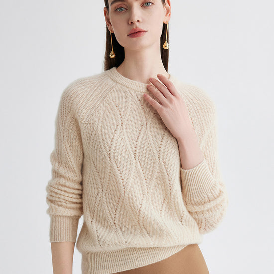 COMOBOCA 100% Cashmere Women's Cable Knit Sweater