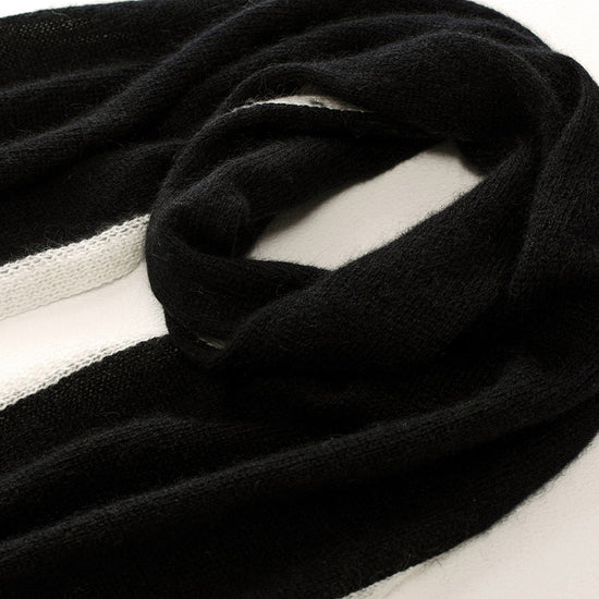 COMOBOCA 100% Cashmere Women's Striped Knit Scarf