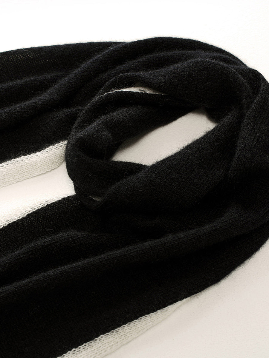 COMOBOCA 100% Cashmere Women's Striped Knit Scarf