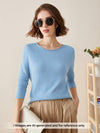 COMOBOCA LIGHT BLUE 100% Cashmere Women's Loose Knit Sweater