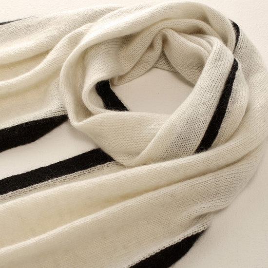 COMOBOCA 100% Cashmere Women's Striped Knit Scarf