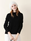 COMOBOCA BLACK 100% Cashmere Women's Round Neck Knit sweater