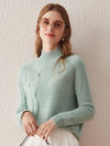 COMOBOCA Green 100% Cashmere Women's Mock Neck Knit Sweater