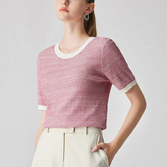 COMOBOCA Women's Chic Striped Knit T-Shirt