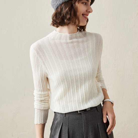 COMOBOCA Cloudy Women's Ribbed Mock Neck Knit Sweater