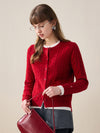 COMOBOCA 100% Wool Ribbed Cable Extra Size Knit Cardigan