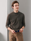 COMOBOCA DARK BROWN 100% Cashmere Men's Mock Neck Knit Sweater