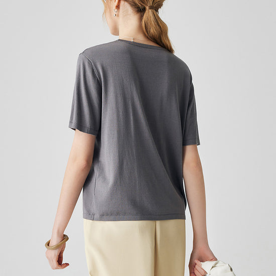 COMOBOCA Women's Essential Round Neck Knit T-Shirt
