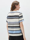 100% Mulberry Silk Women's Vintage Print Round-Neck Short Sleeve T-Shirt
