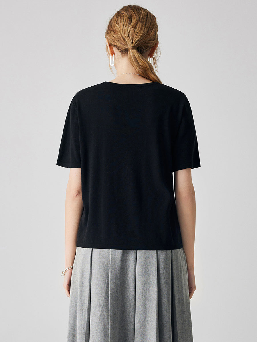COMOBOCA Women's Essential Round Neck Knit T-Shirt