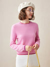 COMOBOCA Pink 100% Cashmere Women's Color Accented Knit Pullover Sweater