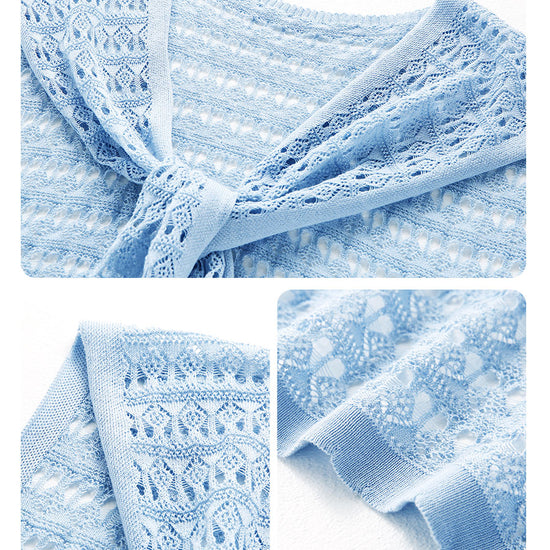 COMOBOCA Women's Tie-Front Lace Knit Shawl