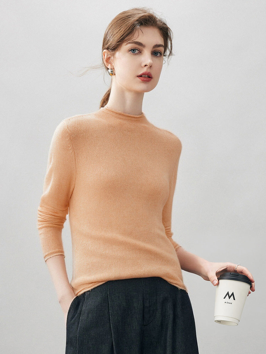 COMOBOCA 100% Cashmere Women's Round Neck Knit sweater