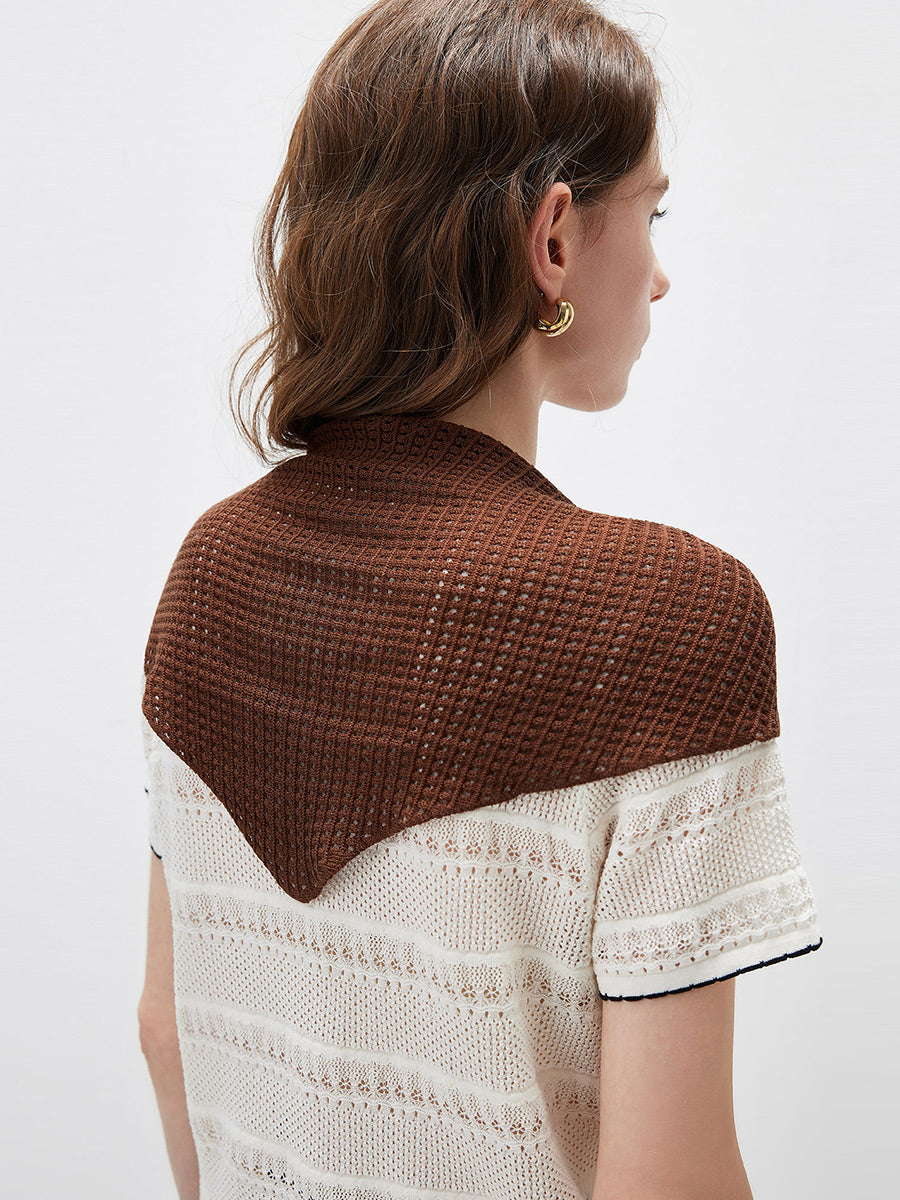 COMOBOCA Women's Openwork Knit Triangle Shoulder Wrap Scarf