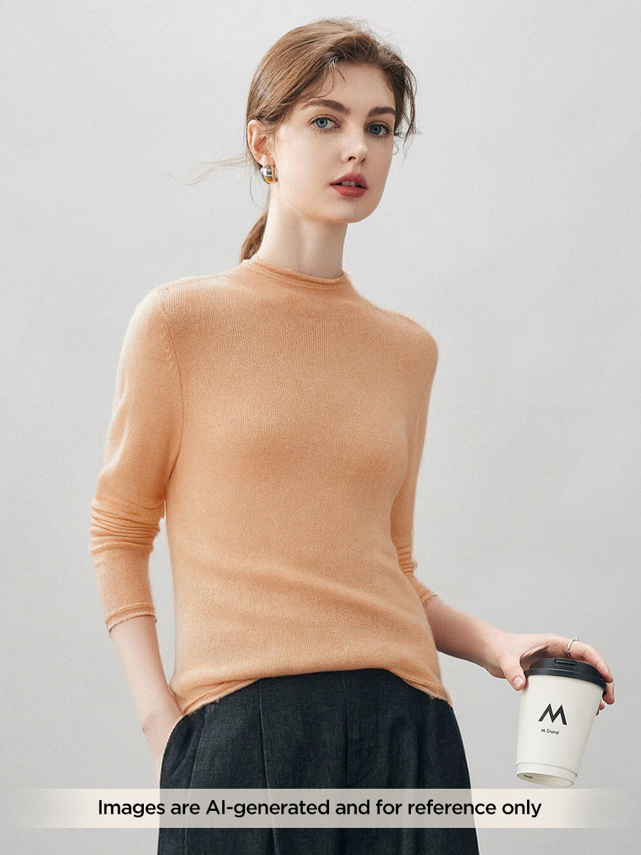 COMOBOCA 100% Cashmere Women's Round Neck Knit sweater