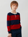 COMOBOCA 100% Wool Kids' Striped Henley Sweater