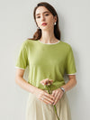 COMOBOCA Women's Contrast Trim Knit T-Shirt