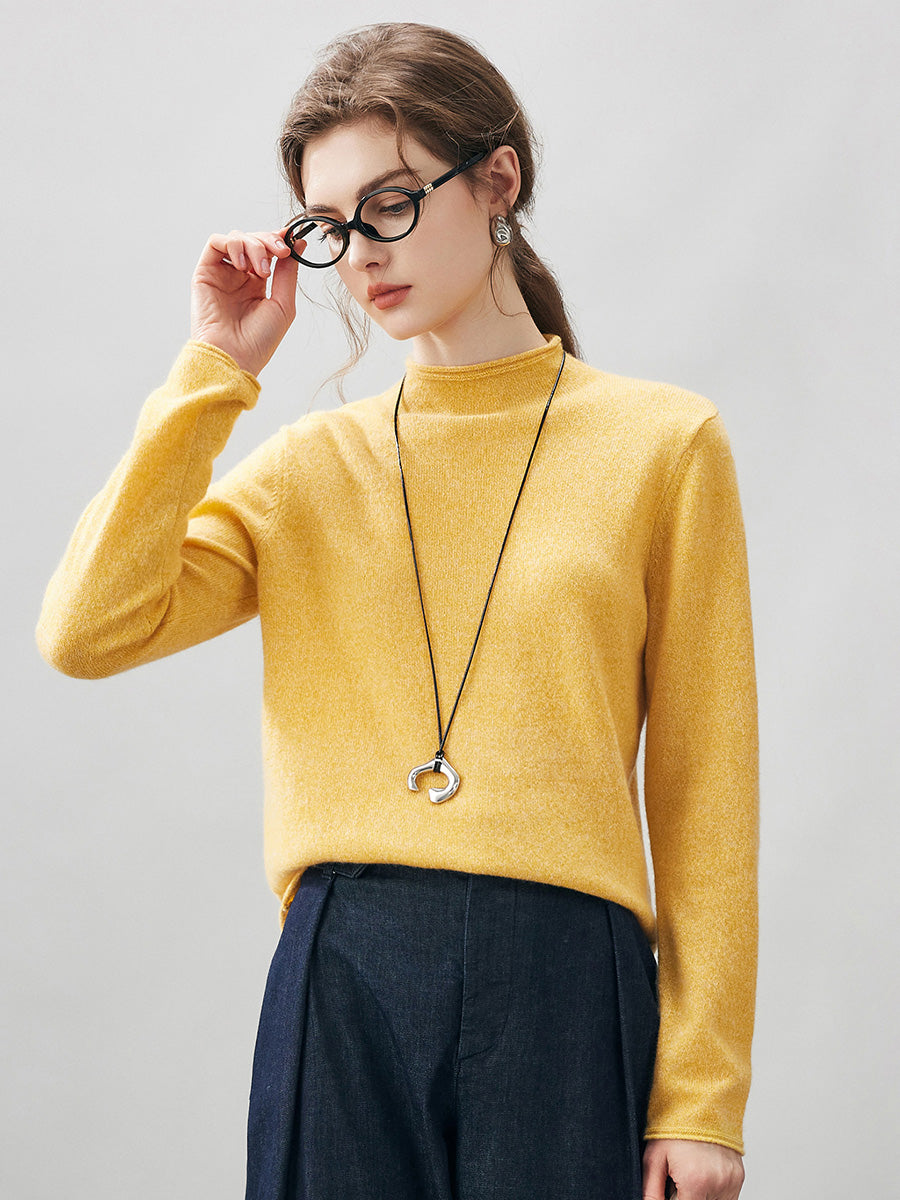 COMOBOCA 100% Cashmere Women's Round Neck Knit sweater