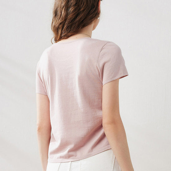 COMOBOCA Women's Round Neck Knit T-Shirt