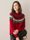 COMOBOCA 100% Cashmere Women's Fair Isle Sweater