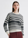 COMOBOCA 100% Cashmere Women's Fair Isle Round Neck Knit Sweater