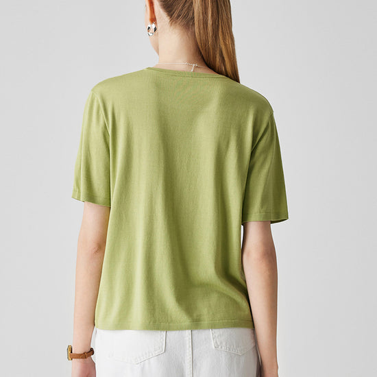 COMOBOCA Women's Essential Round Neck Knit T-Shirt