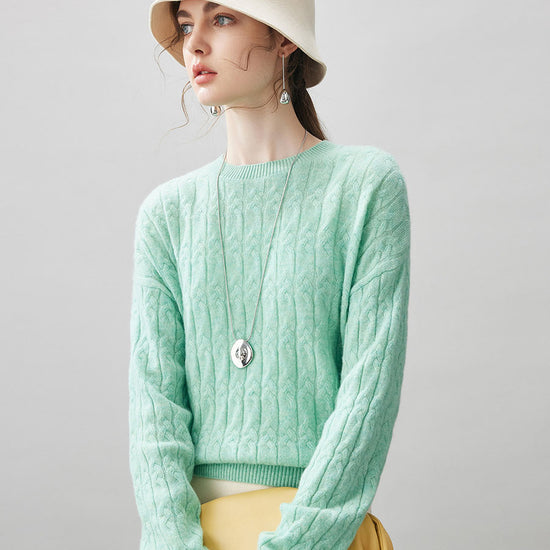 COMOBOCA 100% Cashmere Women's Cable Knit Sweater