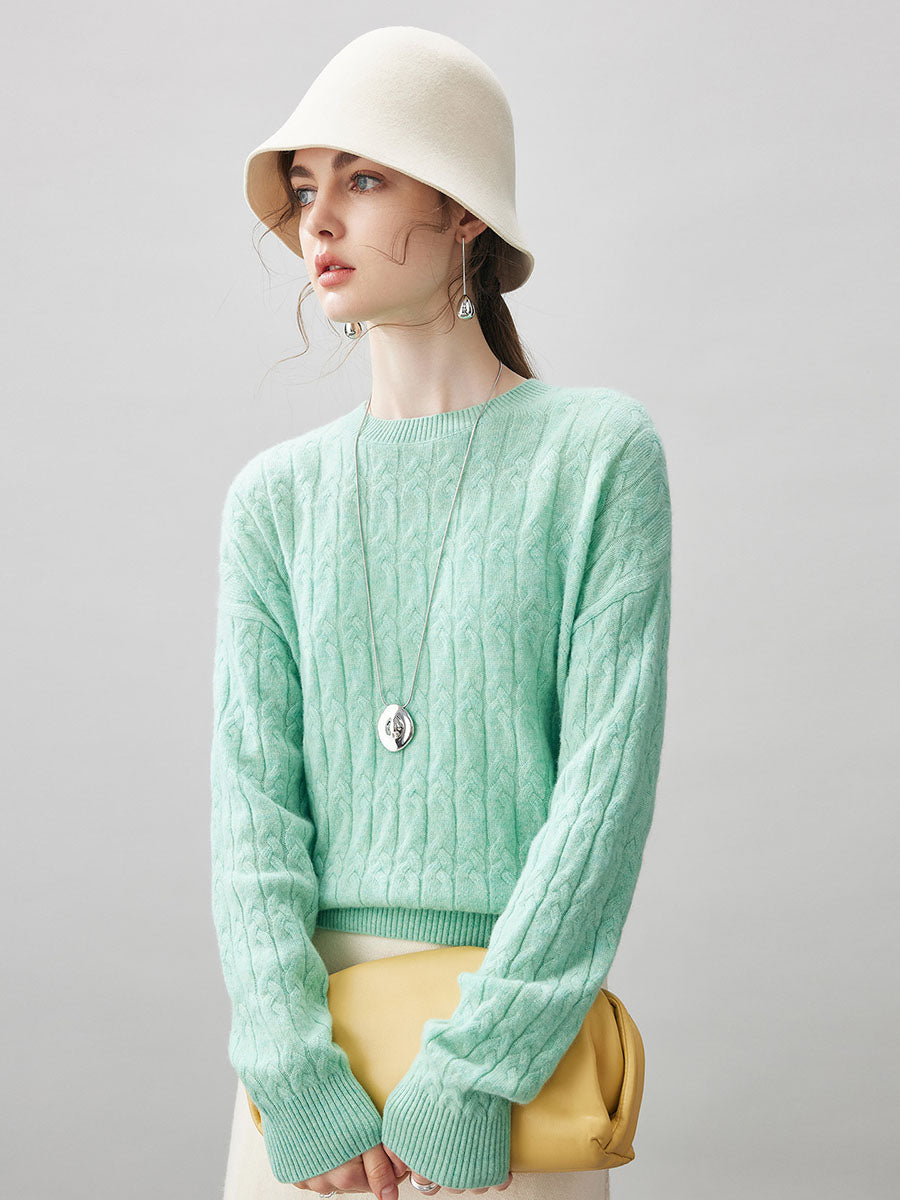 COMOBOCA 100% Cashmere Women's Cable Knit Sweater