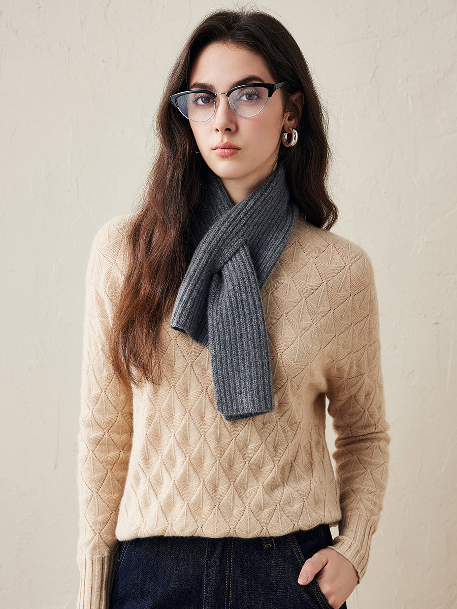 COMOBOCA 100% Cashmere Luxurious Ribbed Scarf