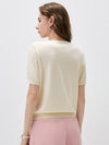 COMOBOCA Women's Ribbed Intarsia Knit T-Shirt