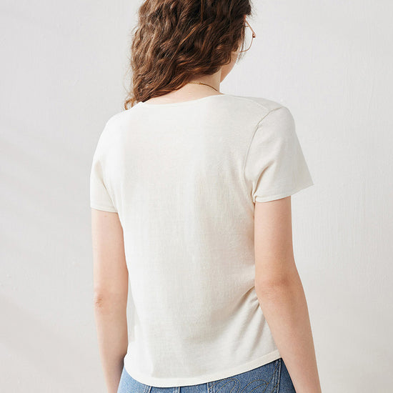 COMOBOCA Women's Round Neck Knit T-Shirt