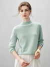 COMOBOCA DULL GREEN 100% Cashmere Women's Round Neck Knit sweater