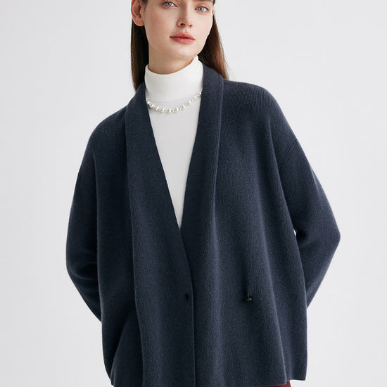 COMOBOCA 100% Cashmere Women's Shawl Collar Wrap Cardigan