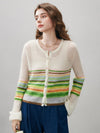 COMOBOCA Women's Rainbow Striped Button Down Cardigan