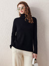COMOBOCA BLACK 100% Wool Women's All-in-One Knit Turtleneck Sweater