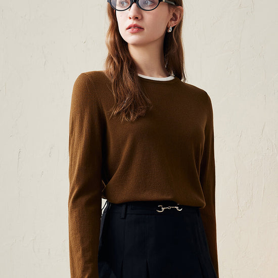 COMOBOCA 100% Wool Chic Layered Look Sweater for Women