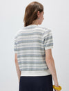 COMOBOCA Women's Fair Isle Semi Sheer Knit T-Shirt