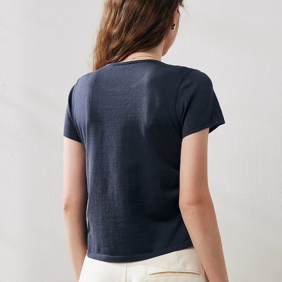 COMOBOCA Women's Round Neck Knit T-Shirt