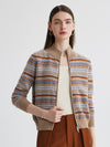 COMOBOCA 100% Cashmere Women's Fair Isle Double Zip Cardigan
