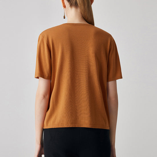 COMOBOCA Women's Essential Round Neck Knit T-Shirt
