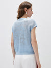 COMOBOCA Women's Semi Sheer Cap Sleeves Knit T-Shirt
