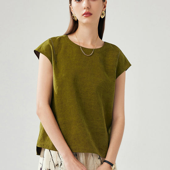 COMOBOCA 100% Mulberry Silk Women's Double Sided T-Shirt