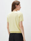 COMOBOCA Women's Ribbed Graphic Print Knit T-Shirt