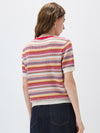 Women’s Crew Neck Silk-Cotton Jacquard Striped Short-Sleeve Knit T-shirt